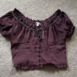 Urban Outfitters Off-Shoulder Burgundy Blouse